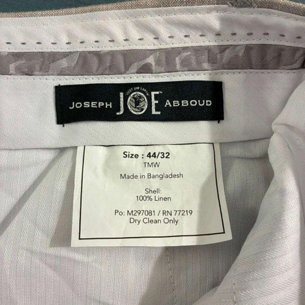 Joseph Abboud Linen Dress Pants Mens 44x32 Grey n Slim Fit Trousers Coastal